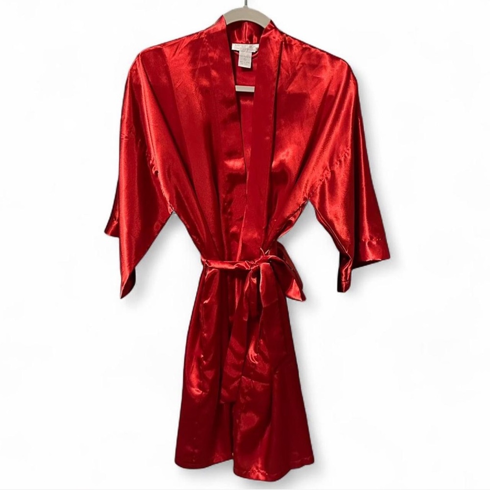 Vintage Mystique One Size Red Satin Robe - Picture 3 of 6